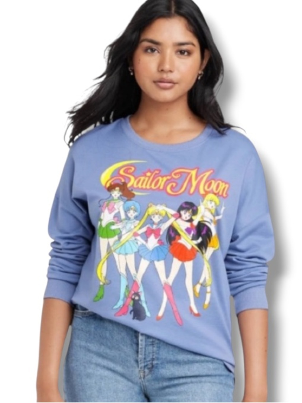 Sailor Moon Women’s Graphic Long Sleeve Crewneck Sweatshirt Anime 90’s Cartoon
